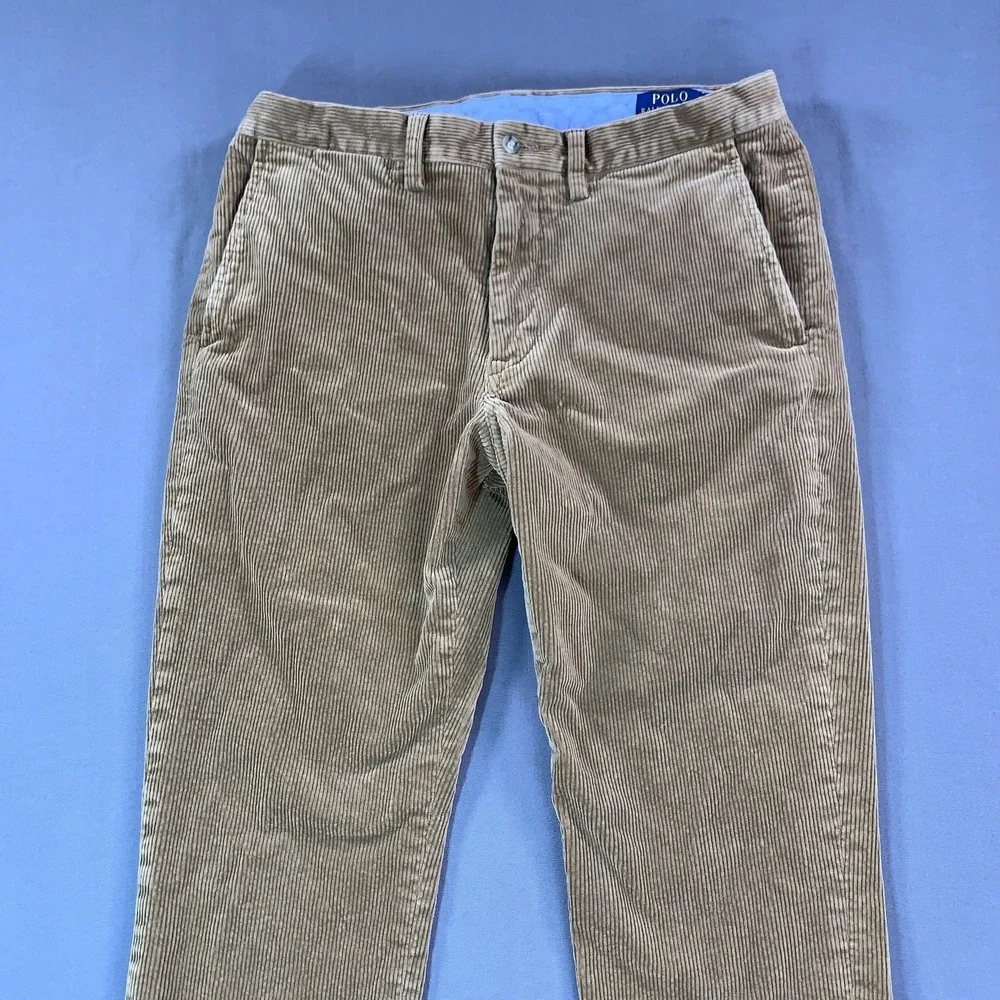 Polo Ralph Lauren Pants Mens 33x30 (33x29) Brown Corduroy Chino Stretch Straight